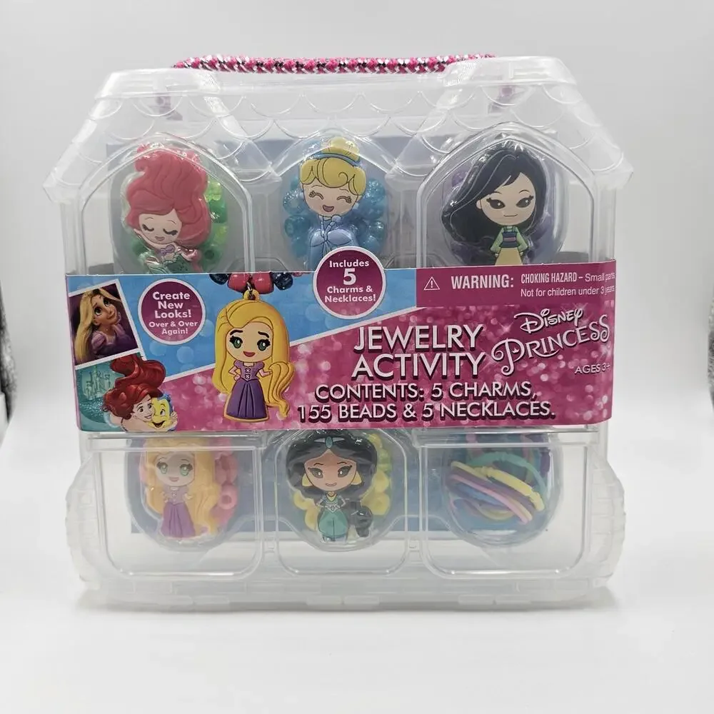Disney Princess Jewelry Making Activity Kit - 5 Charms 155 Beads And 5 Necklaces
